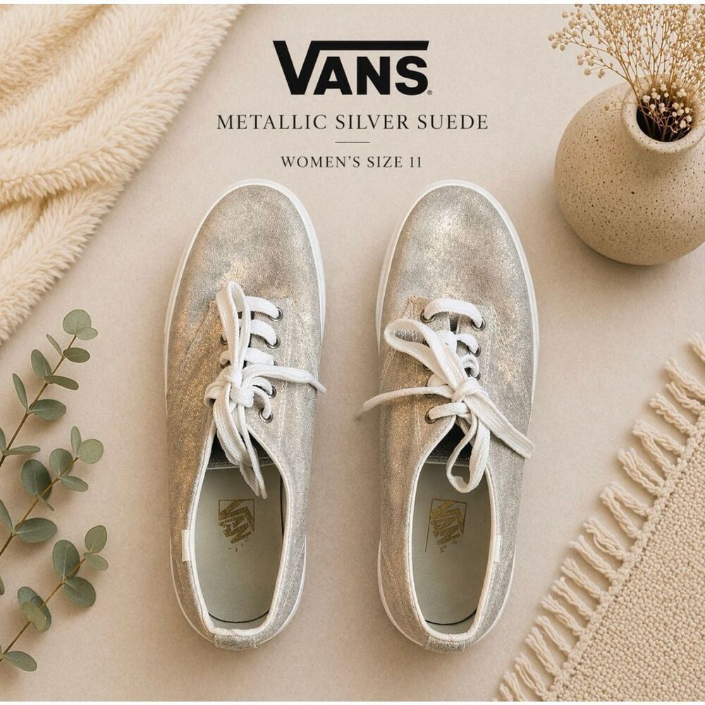 Vans Authentic Metallic Silver Suede Sneakers Women’s Size 11